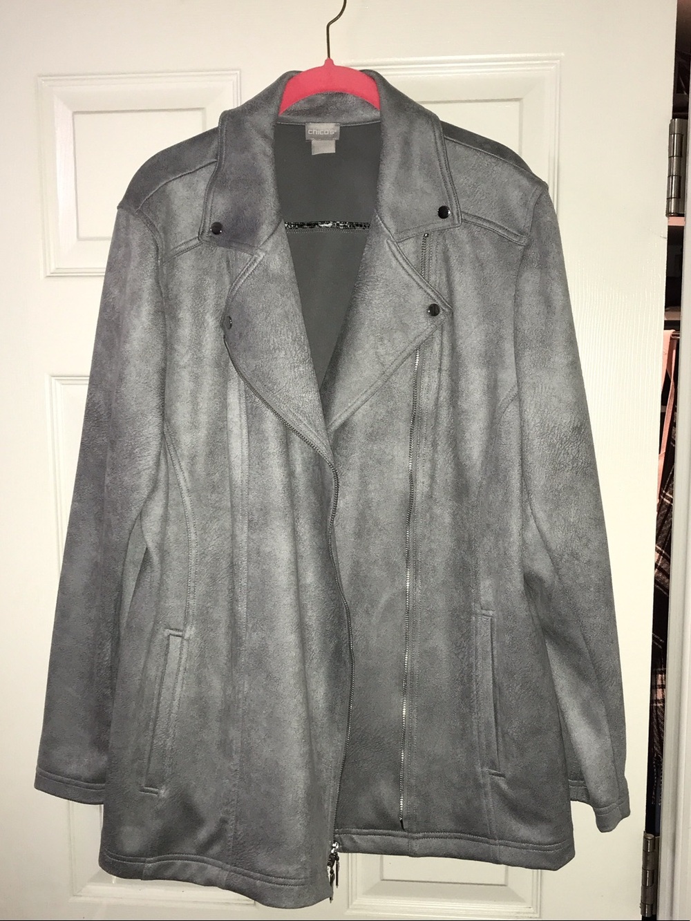 Chico's Gray Lightweight Suede-Look Jacket